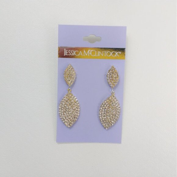 Jessica McClintock Teardrop Crystal Earrings - Picture 1 of 4